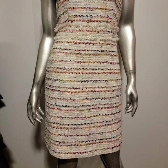 J Crew White Multicolor Tweed Sheath Dress Size 00